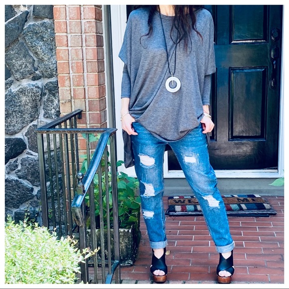 OVERSIZED LOOSE FIT CHARCOAL GREY KNIT SWEATER - Picture 11 of 15